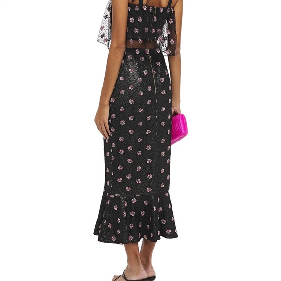 NWT Saloni Aidan sequined chiffon and embroidered point d'esprit flare s… - Picture 2 of 13